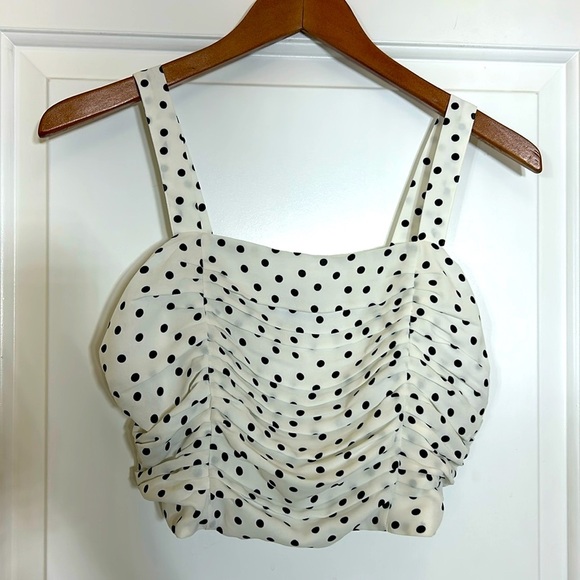 Express Black and White Polka Dot Crop Top size S - Picture 1 of 5